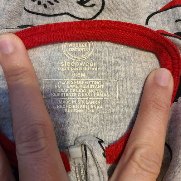 Wonder Nation gray and red puppy dog footie pajamas 0-3 month baby - Picture 3 of 5